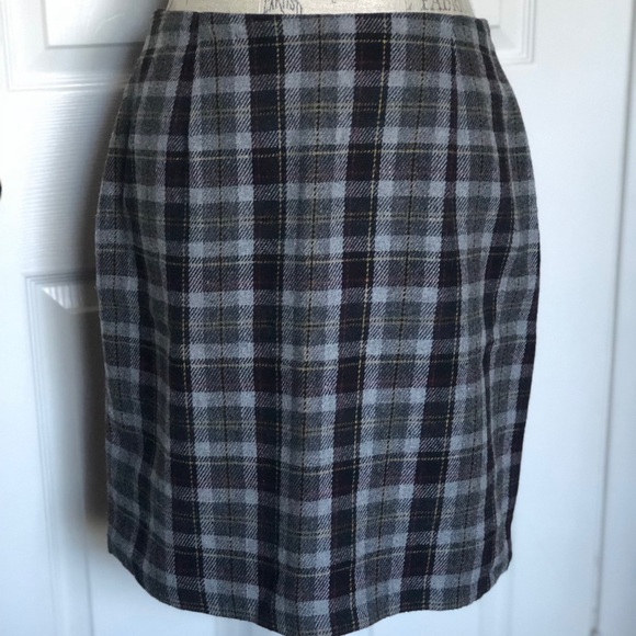 Plaid Wool Skirt - Picture 2 of 7